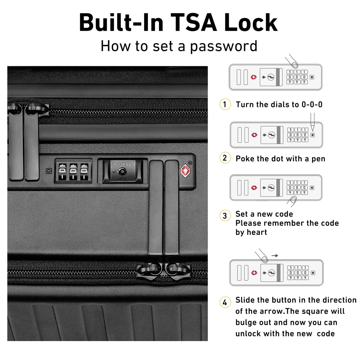Front Open Carry On Luggage Laptop Compartment 100%PC TSA Lock Spinner Wheels 20" Lightweight Hardside Suitcase