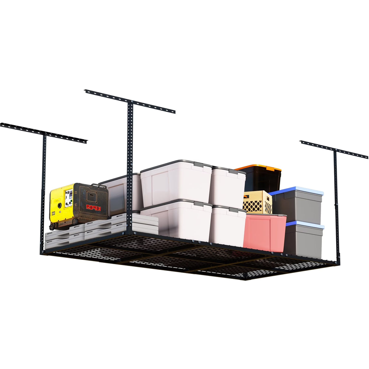 3 x 6FT Overhead Garage Storage Rack,Adjustable Ceiling Storage Racks,Garage Shelving Heavy Duty Storage Organizer System,500Lbs Weight Capacity(Black)