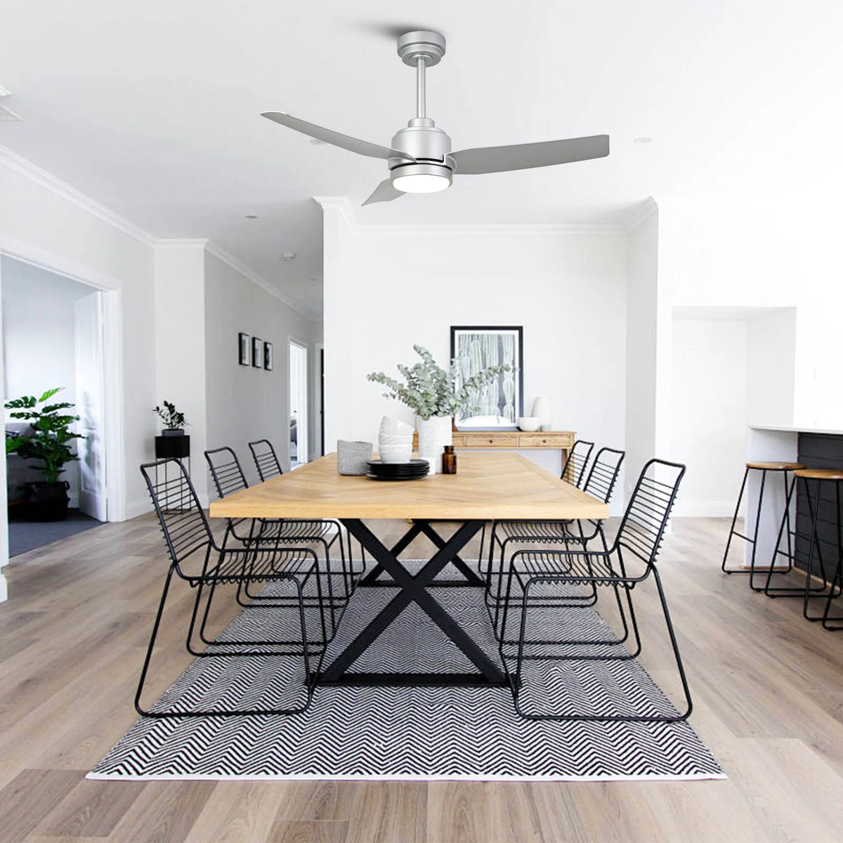 42" Modern Gold Dimmable Ceiling Fan DC Motor Indoor 3-blade LED Ceiling Fan with Remote