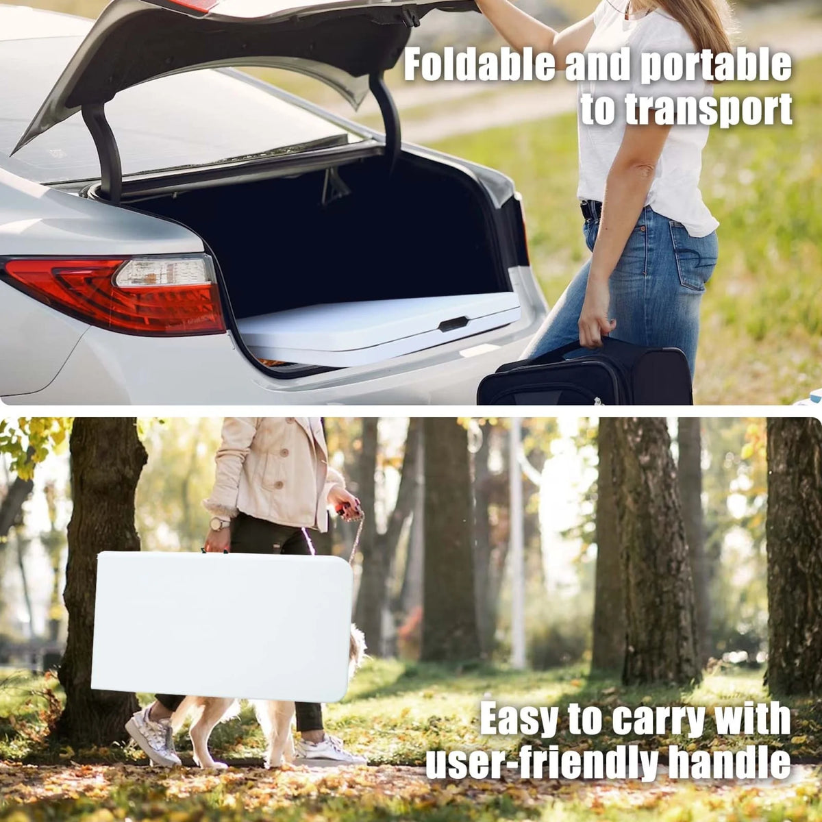 8 Foot Folding Table,Outdoor Folding Table,Bi-Fold,Outdoor Table for Picnic Party Dining Camp,White