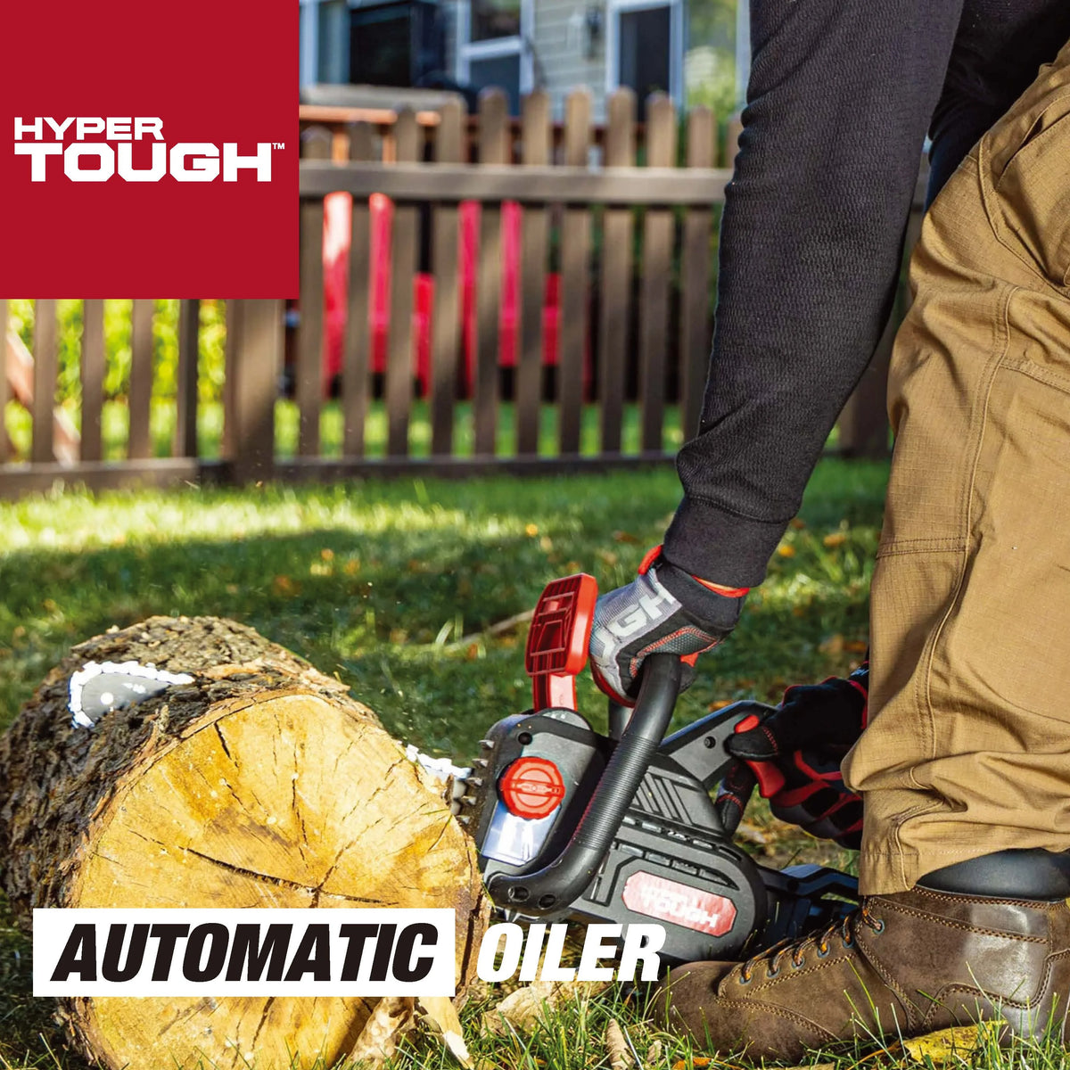 Hyper Tough 20V 4.0Ah Battery Powered 12in Brushless Chainsaw,  HT22-401-03-03