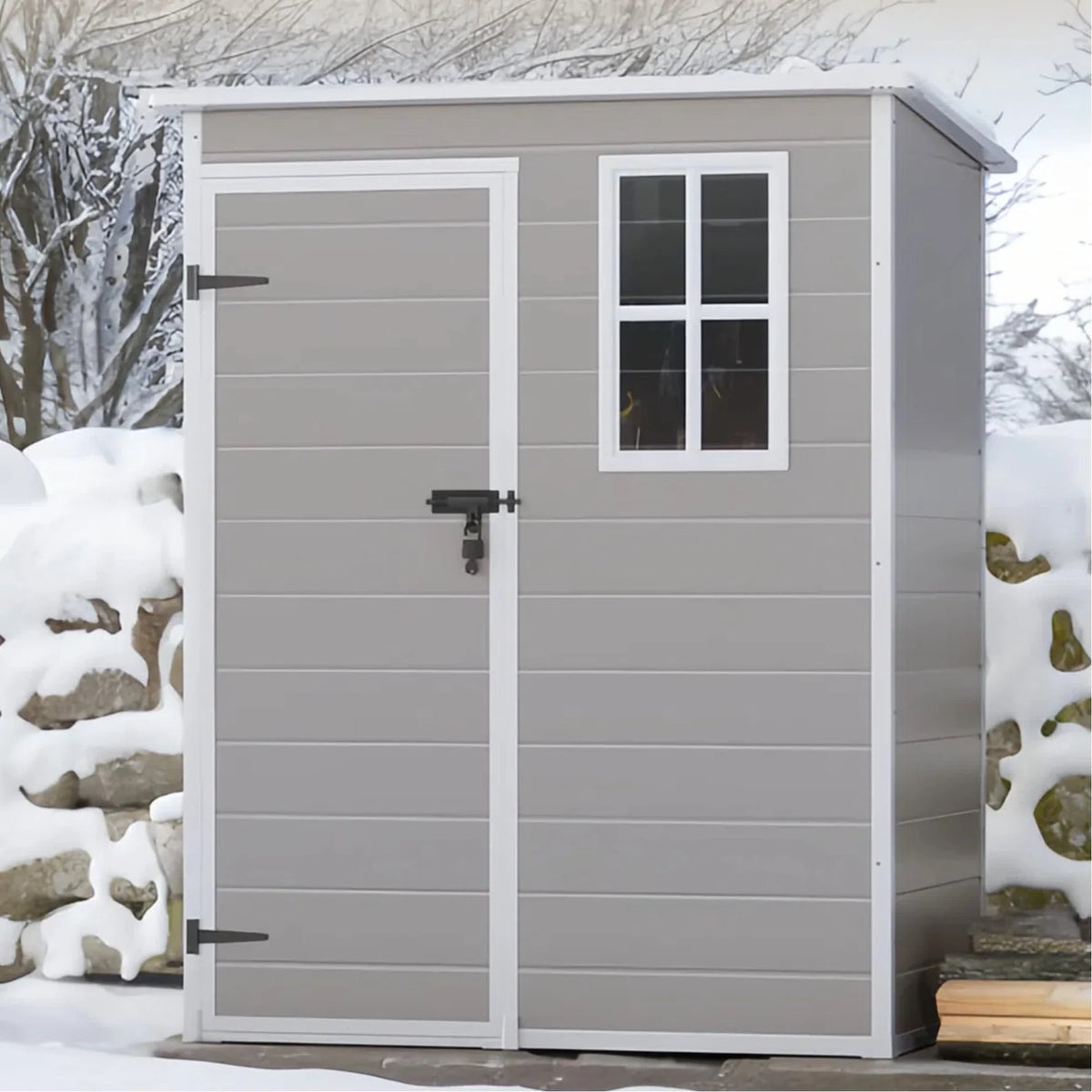 Lofka 6 x 4 FT Galvanized  Metal Outdoor Storage Shed with Double Lockable Doors and Air Vents for Patio, Garden, Backyard, Lawn, Dark Gray