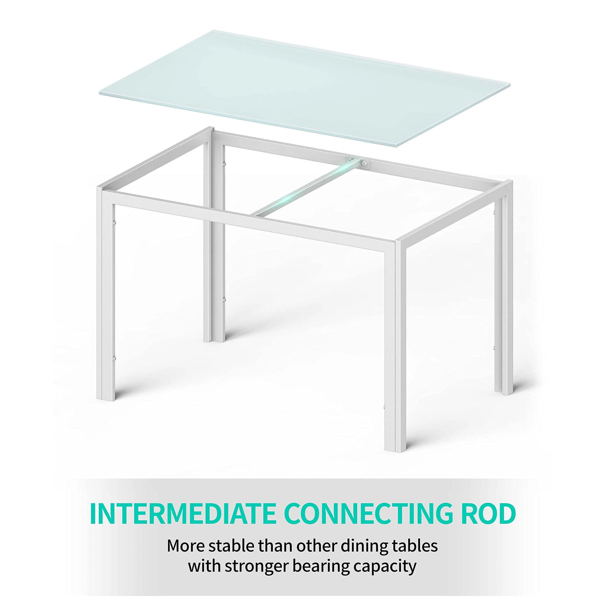 Lofka Dining Table Set for 6, Kitchen Table Set with 6 High Back Chairs, 330lbs, White