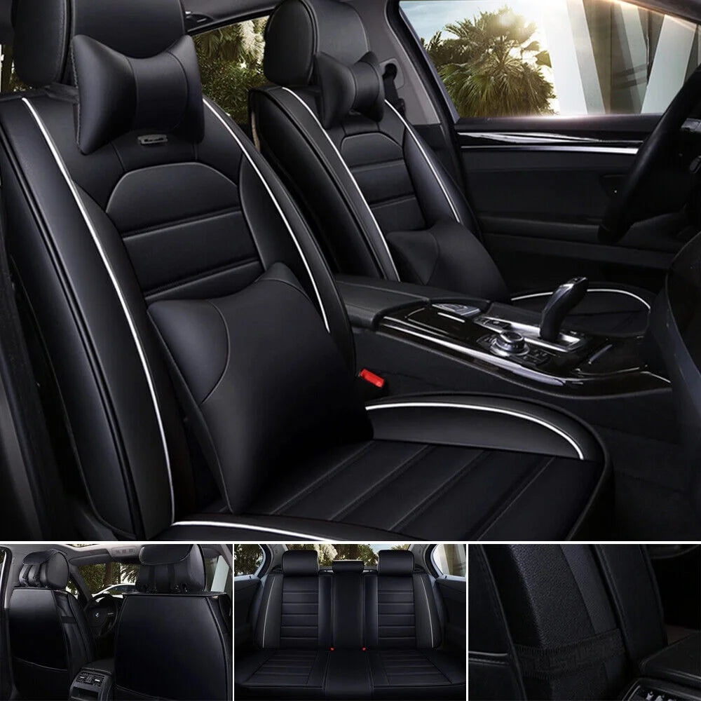 OTOEZ Leather Car Seat Cover Universal 5 Seats Full Set Front Rear Seat Protector