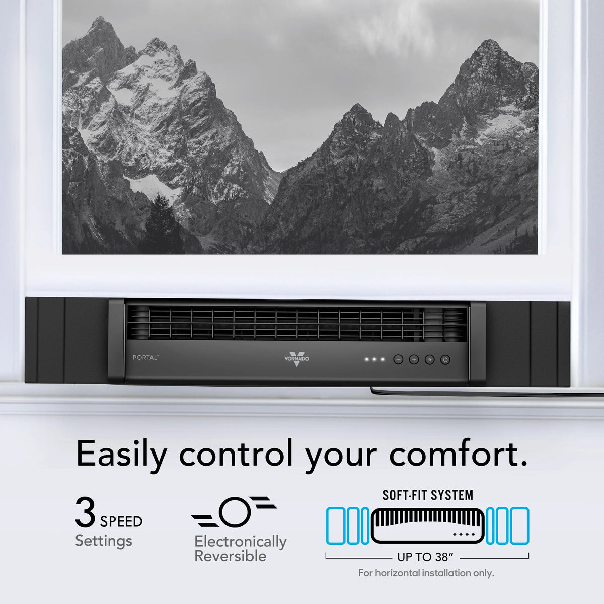Vornado Portal? Window Fan with 3 Speeds, Reversible Exhaust Mode, Weather Resistant, for Kitchen, Bedroom, Home