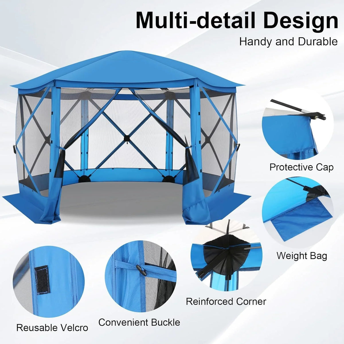 COBIZI 12x12ft Pop-up Gazebo Screen Tent Screen House with sidewalls and Mosquito Netting for Camping, Waterproof, UV Resistant, EZ Set-up Party Canopy with Carrying Bag and Ground Stakes, Brown