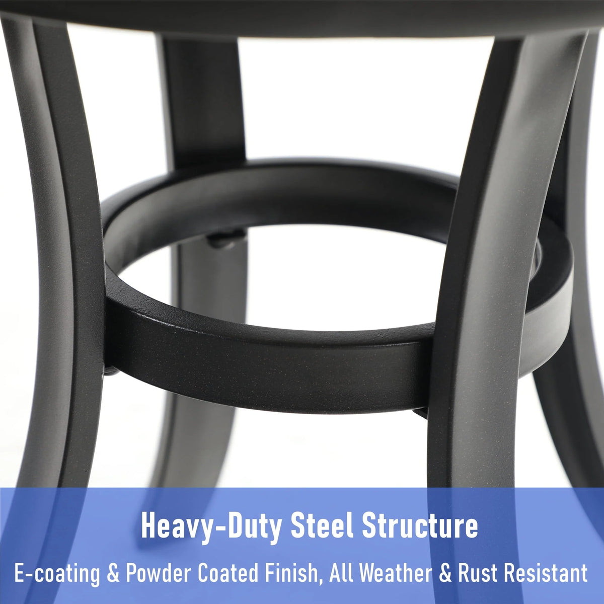 MF Studio Outdoor Side Table Round Metal End Table with PVC Table Top, Black