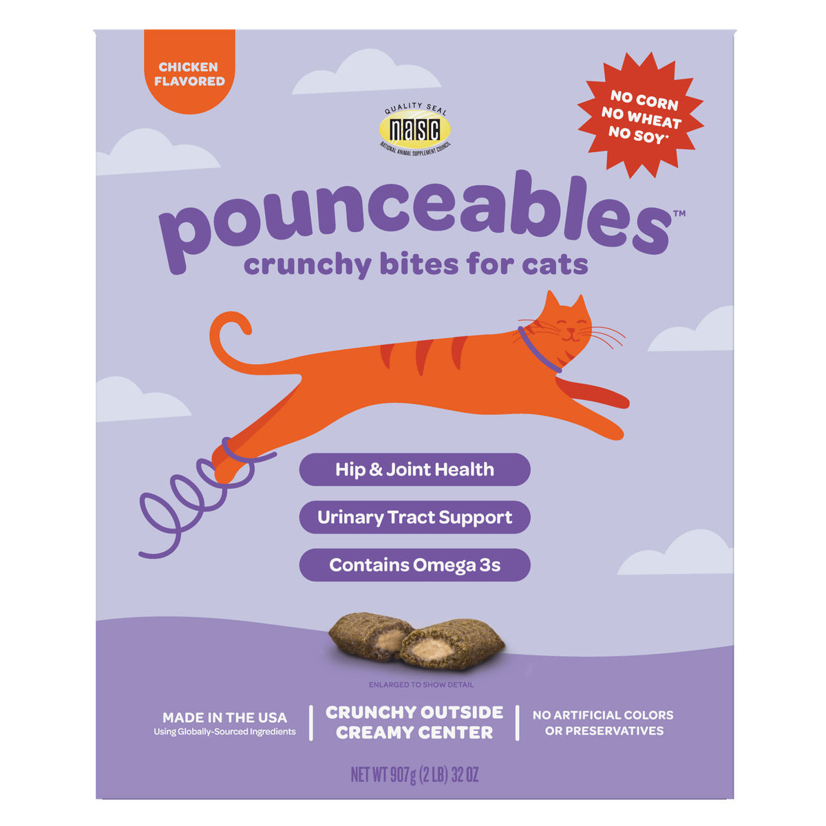 Pounceables Crunchy Bites for Cats, Chicken Flavor, 32oz