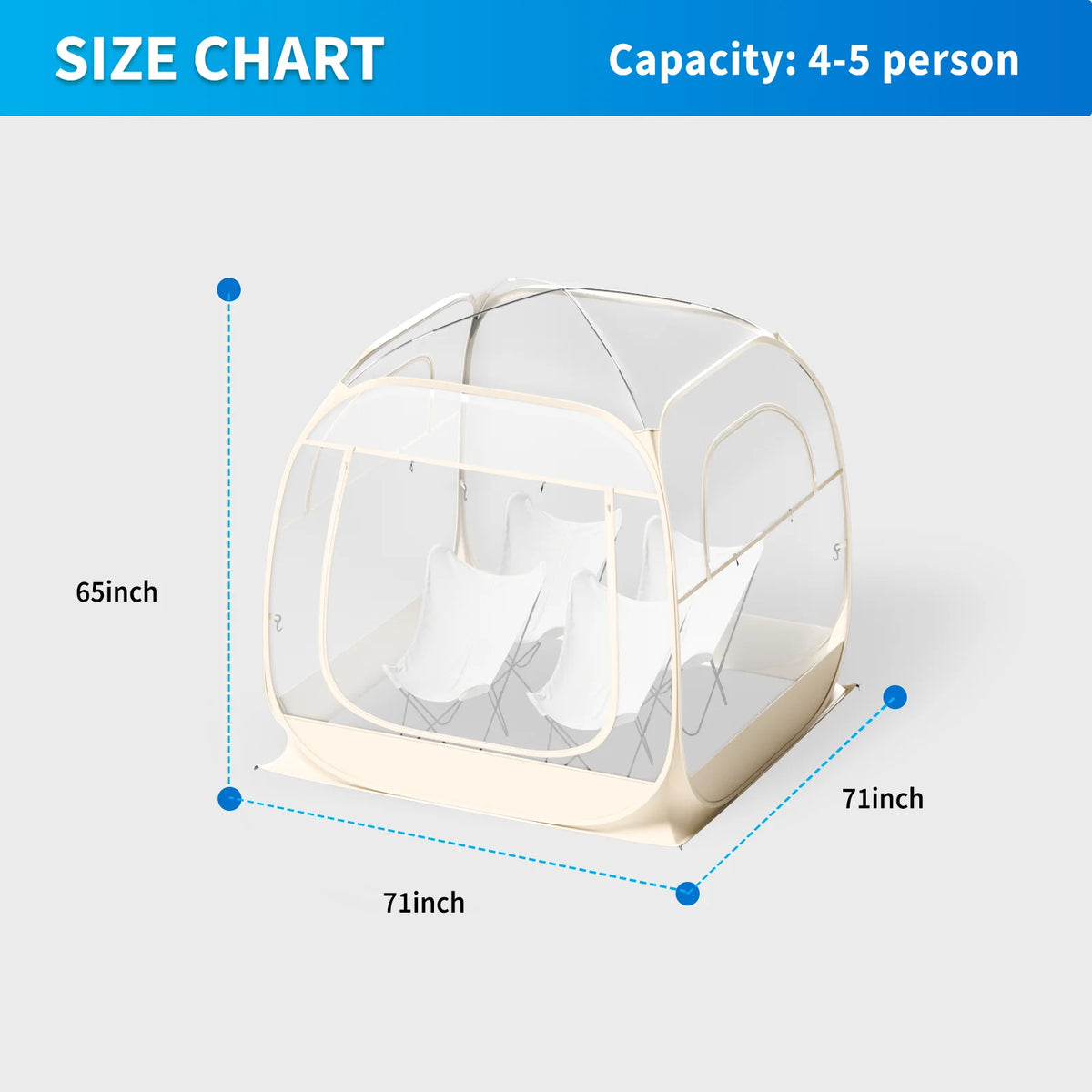 TABU Pop Up Bubble Tent, Sports Tent for 6-7 People, Portable Weatherproof Clear Tent, 10 x 10 ft
