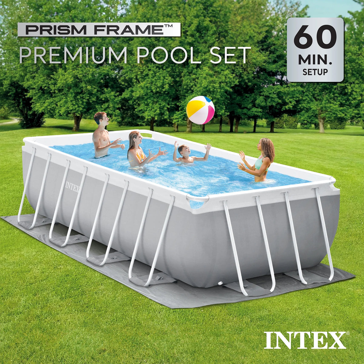 Open Box Intex 16' x 42" Prism Frame Rectangular Above Ground Swimming Pool Set