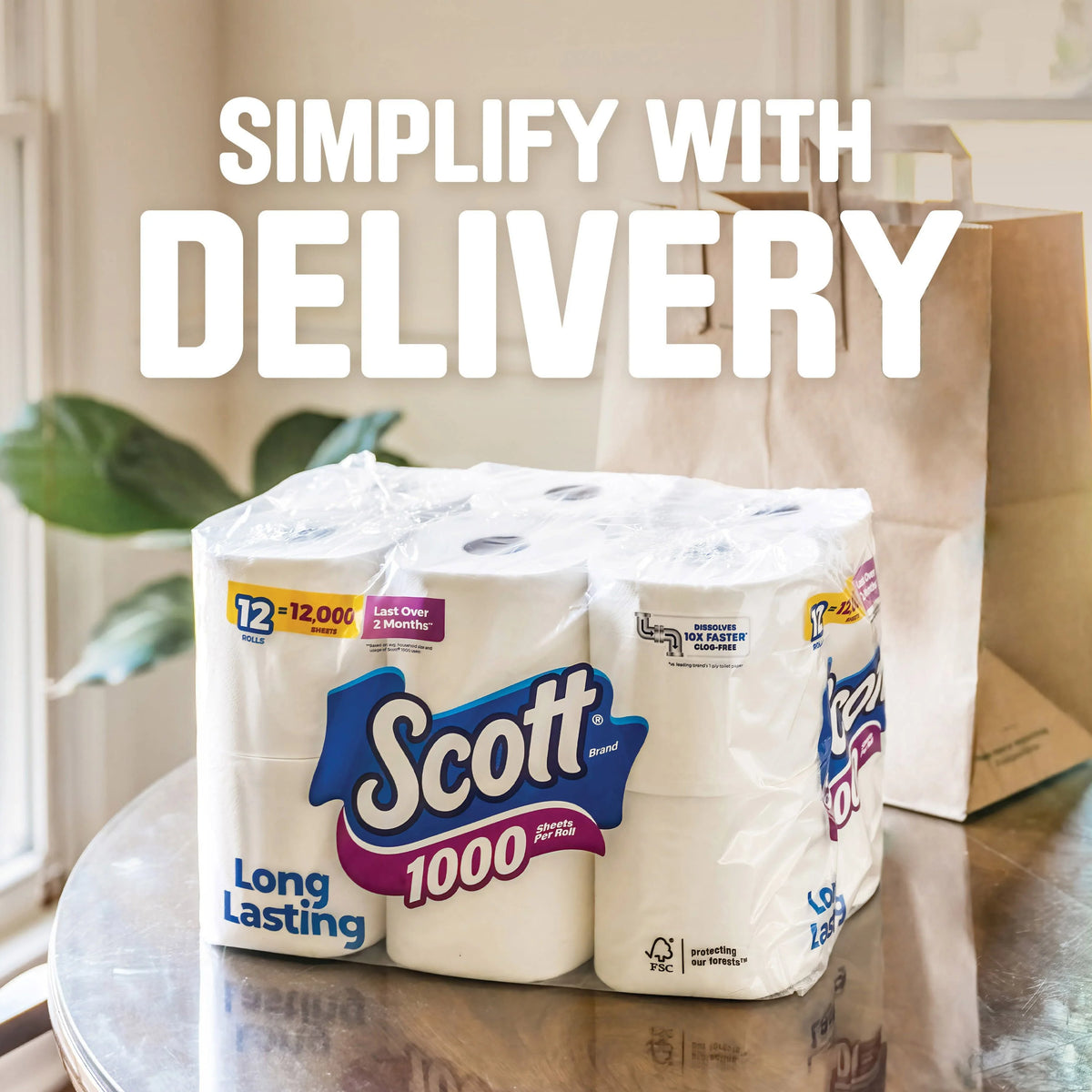 Scott 1000 Toilet Paper, 36 Rolls, 1000 Sheets Per Roll (36000 Sheets Total)