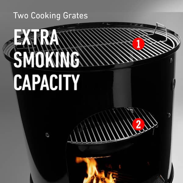 22 in. Smokey Mountain Cooker Smoker in Black with Cover and Built-In Thermometer