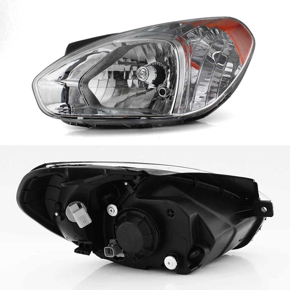 AKKON - For 2006-11 Accent Headlights Assembly Chrome Housing Clear Lens Full Set