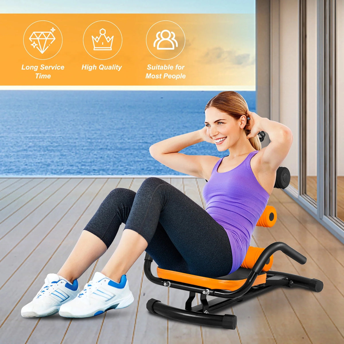 Costway Core Ab Trainer Bench Abdominal Stomach Exerciser Workout Gym Fitness Machine