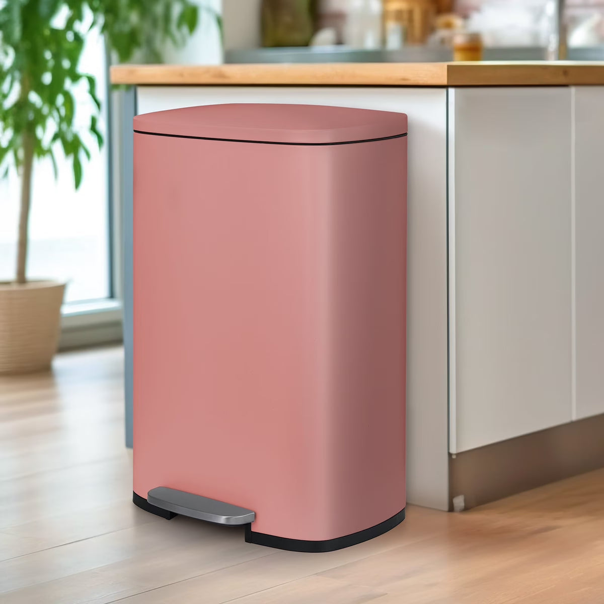 LAZY BUDDY 13.2 Gallon Stainless Steel Kitchen Trash Can with 1.3 Gallon Mini Trash Can, Rectangular Step Garbage Can with Lid