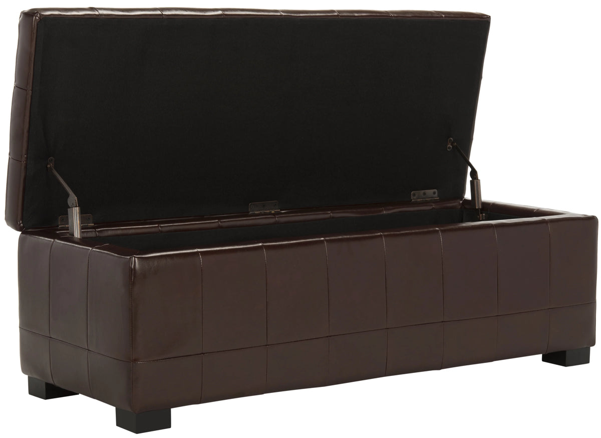 SAFAVIEH Large Manhattan Rustic Tufted Storage Bench, Brown