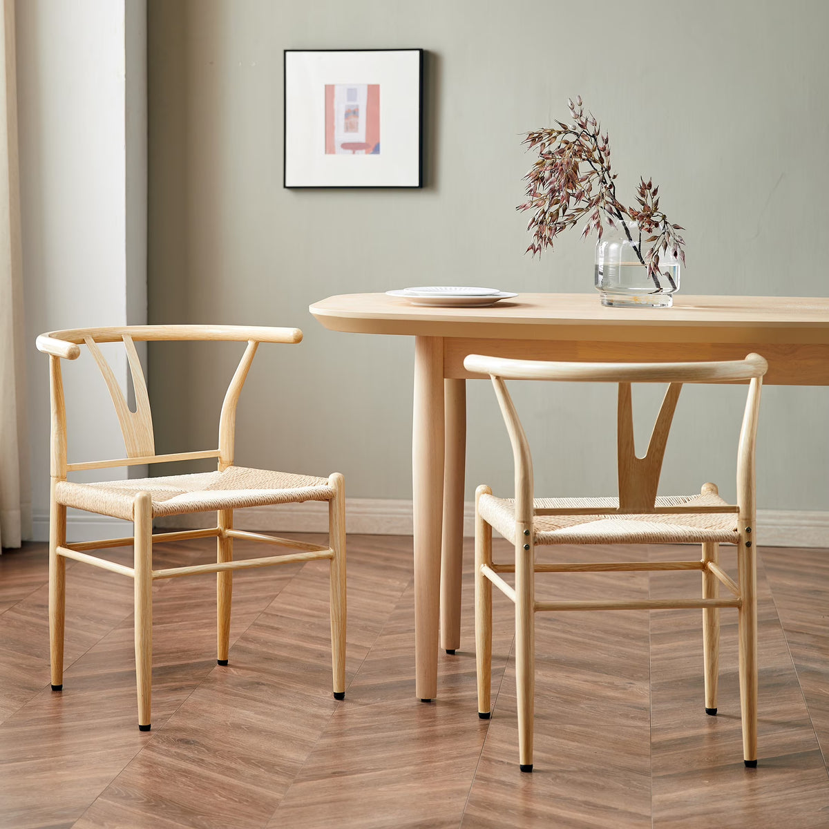 Better Homes & Gardens Springwood Wishbone Chair, Metal Base with Black Finish, 2 Pack