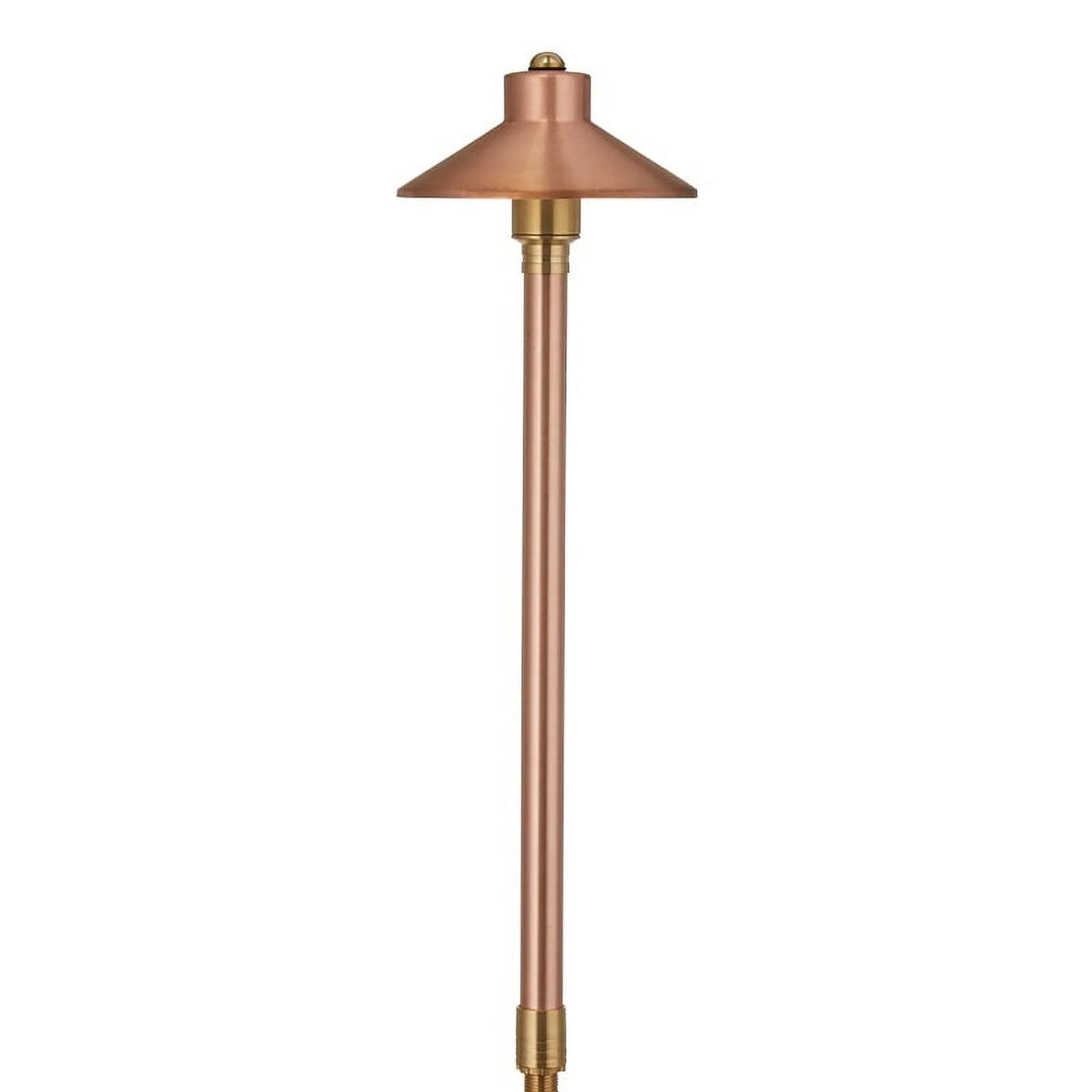 VOLT Flat Hat 12V Brass Path Light (7" Shade, 25" Tall)