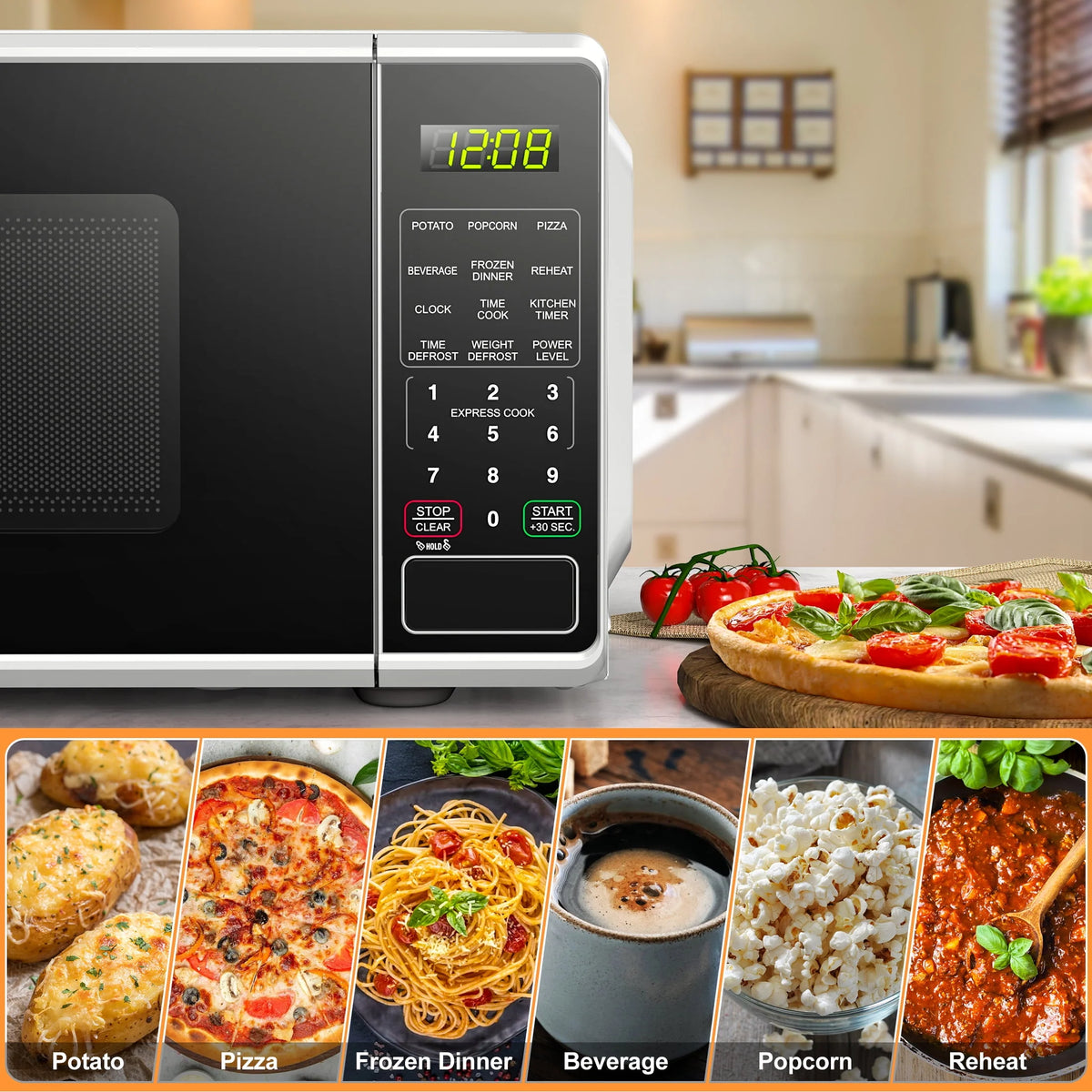 Mainstays 0.7 cu. ft. Countertop Microwave Oven, 700 Watts, White, New