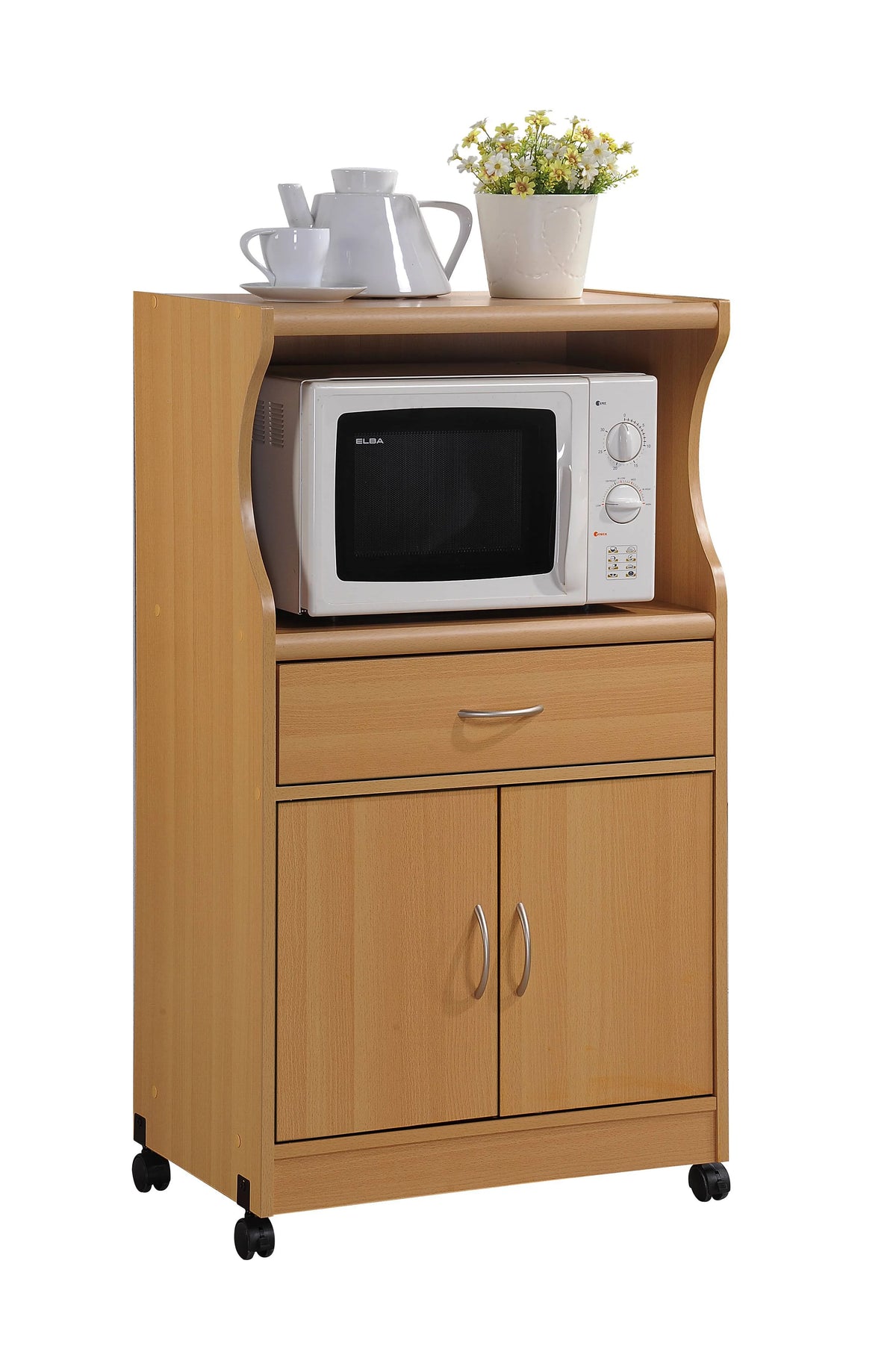 Hodedah Microwave Kitchen Cart, White