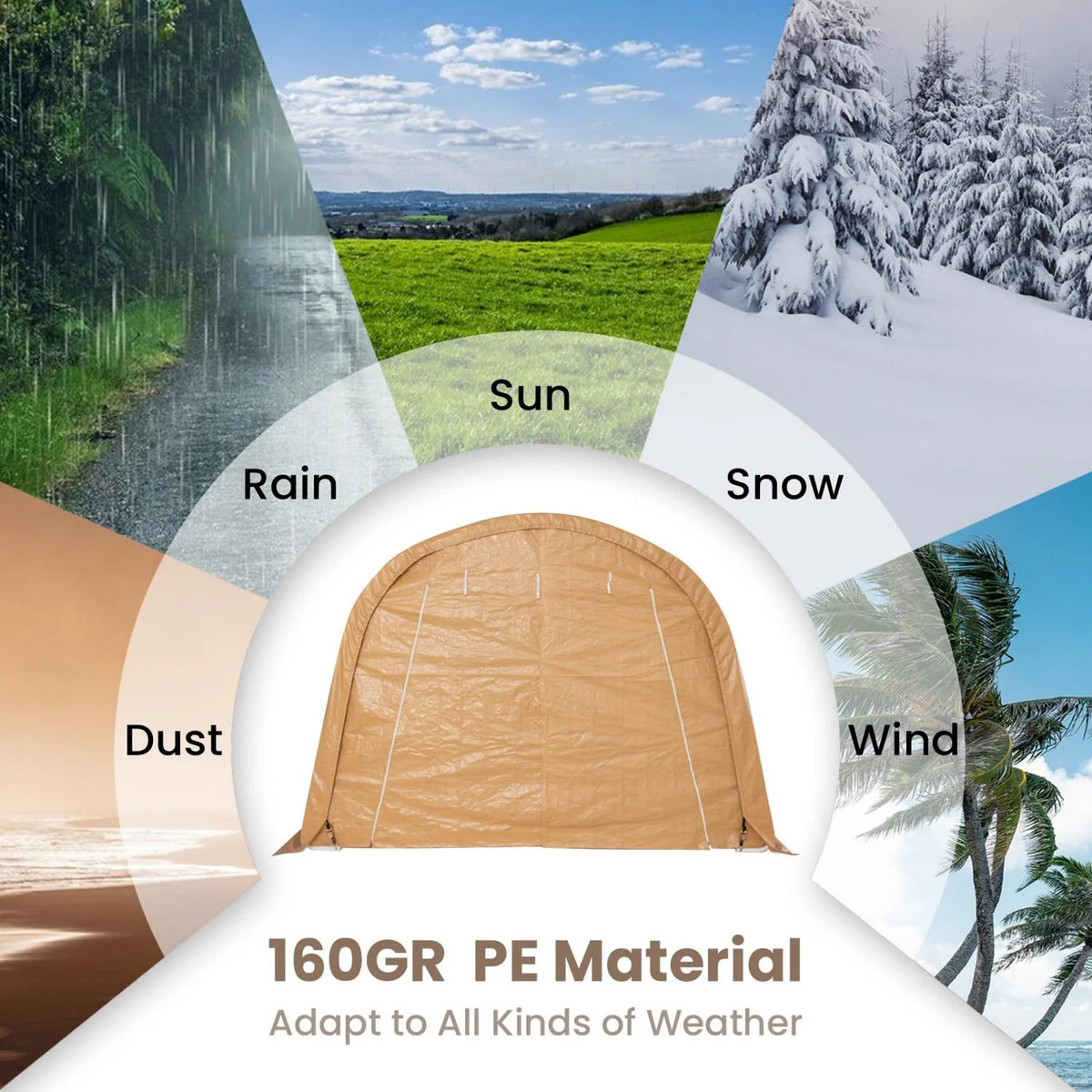 MOALCOFER 10'x20' Carport,Heavy Duty Car Canopy with Steel Frame,Portable Garage with Waterproof PE Roof