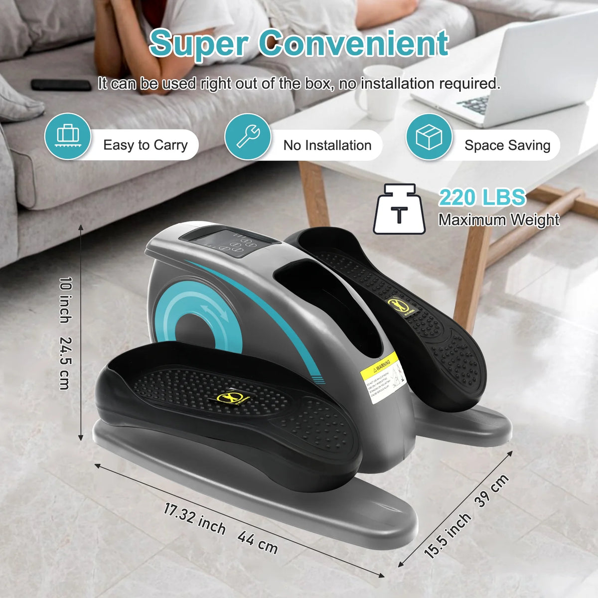 Baokaler Under Desk Elliptical Exercise Machine, Electric Elipsefit Leg Exerciser while Sitting for Seniors,12 Adjustable Speeds with Remote Control