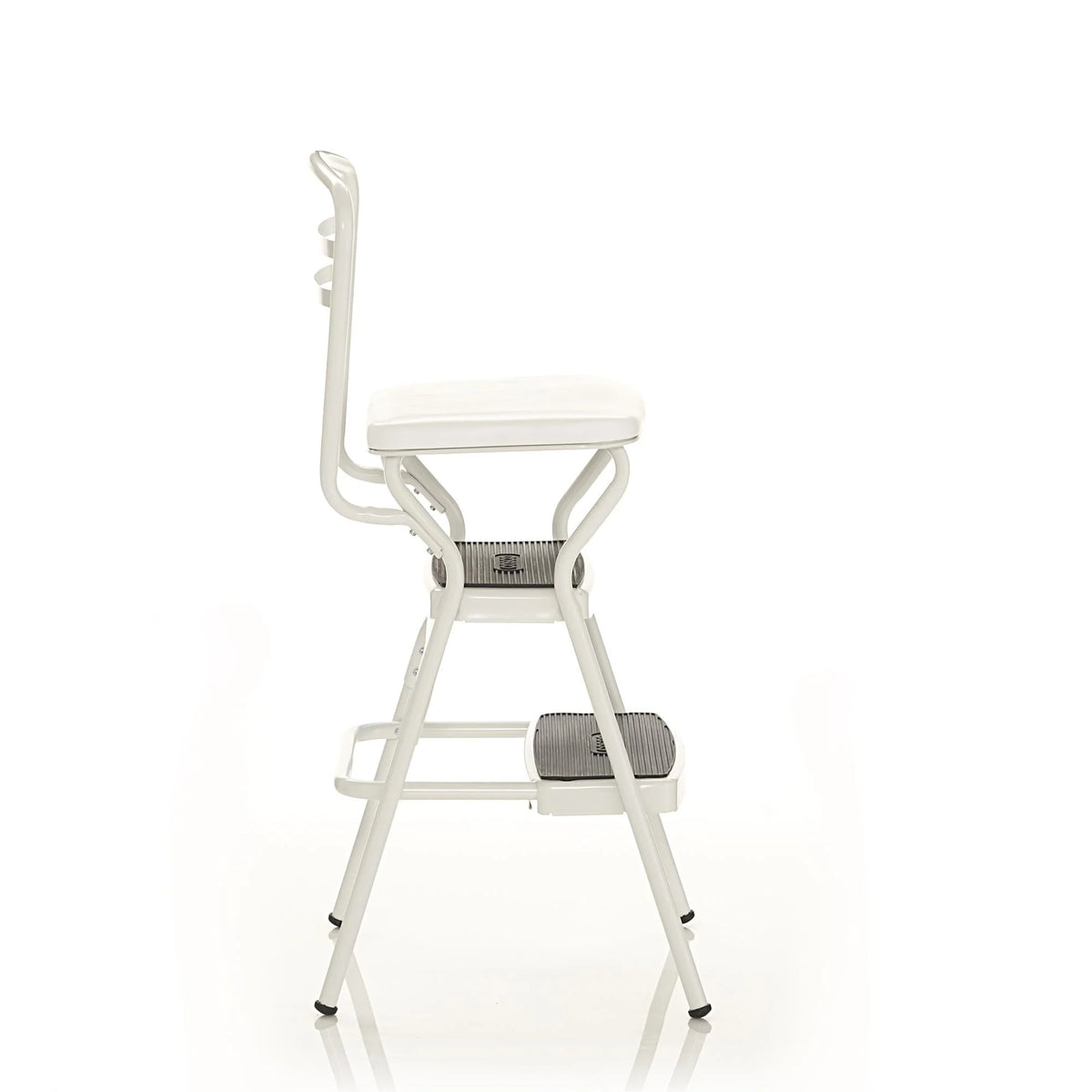 COSCO Stylaire Retro Chair + Step Stool with flip-up seat (white, one pack)