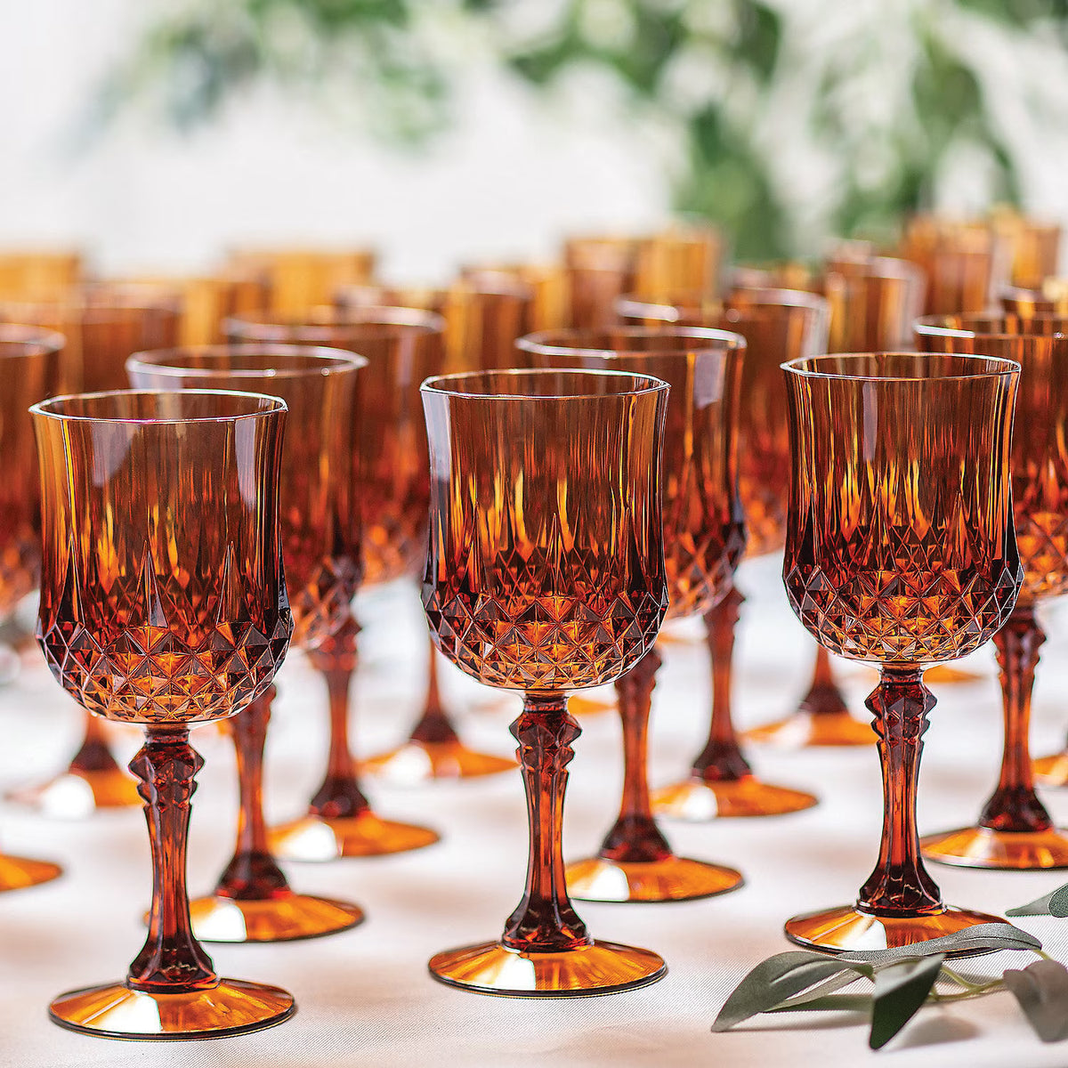 Fun Express Bulk 48 Count Amber Patterned Wine Glasses