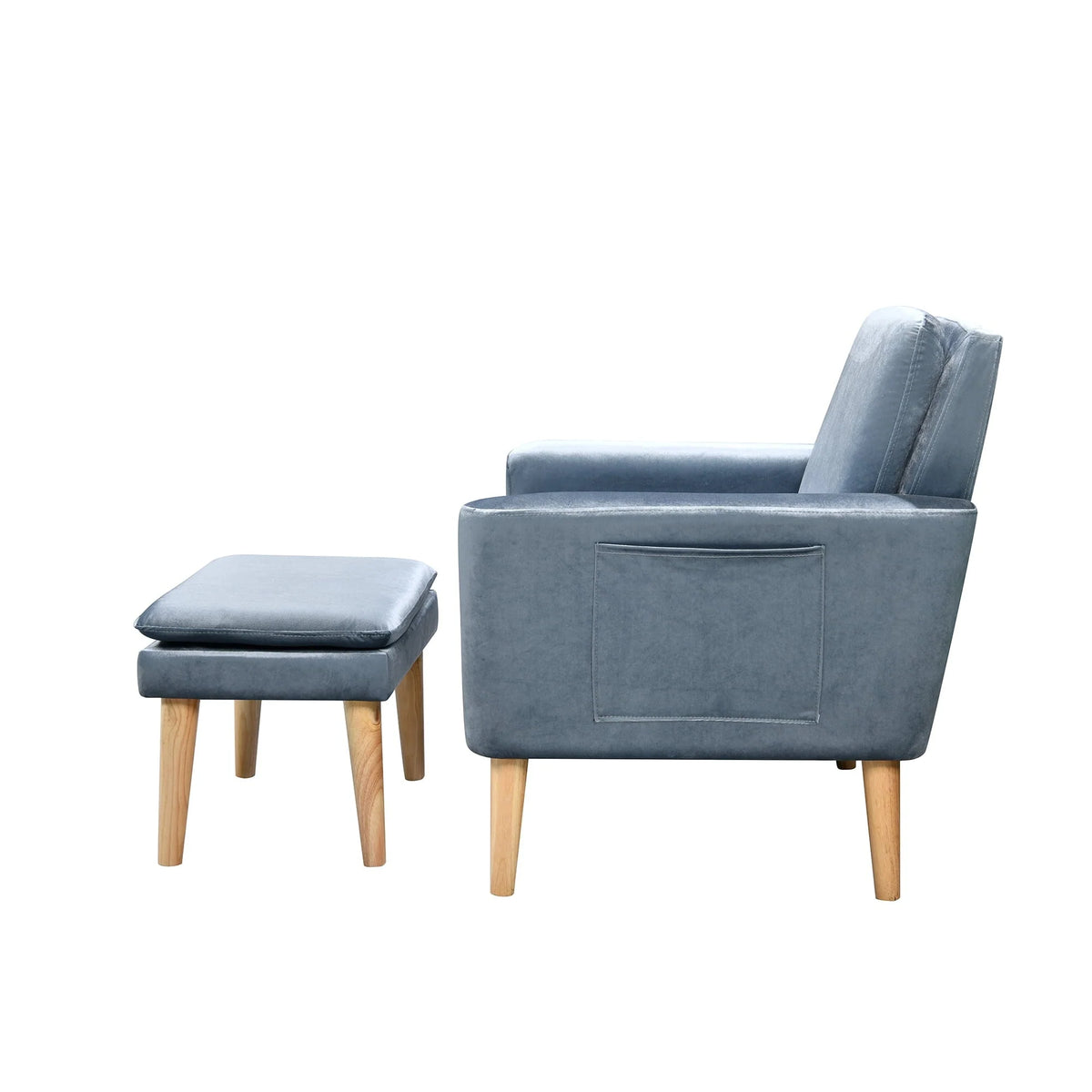 grey armchair with ottoman