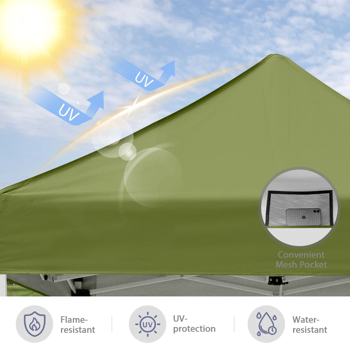 INTER HUT 5x5 Outdoor Pop up Canopy Gazebo, Instant Easy Set up Outdoor Canopy Commercial Fair Shelter, Beige