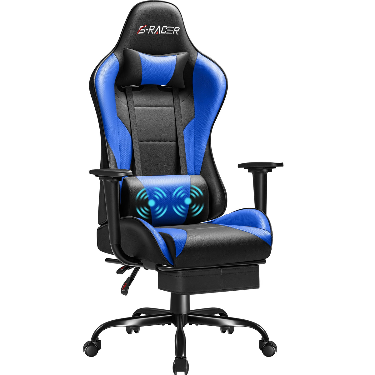 Homall Massage Gaming Chair Office Chair High Back PU Leather Chair with Footrest, Black