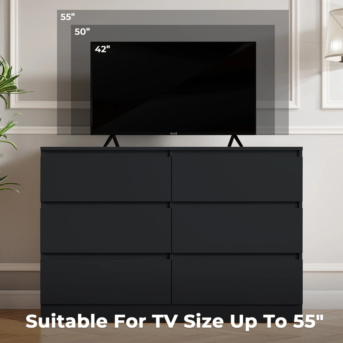 Hommpa White 6 Drawers Dresser for Bedroom, Chest of Drawers TV Stand Dresser for Closet, Wooden Modern Storage Cabinet for Women Living Room Furniture