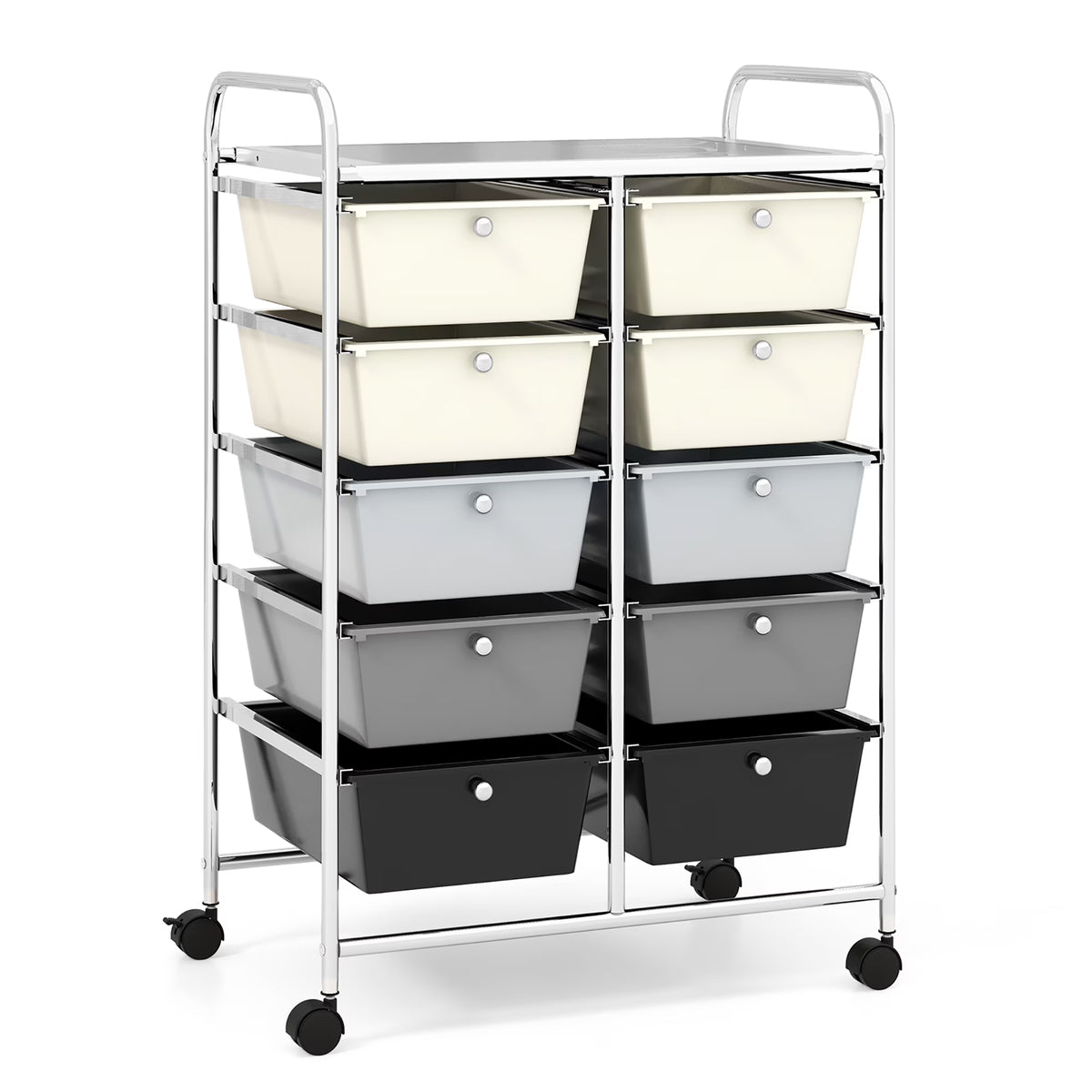Gymax 10-Drawer Rolling Storage Cart Tools Scrapbook Paper Organizer on Wheels Black Gradient