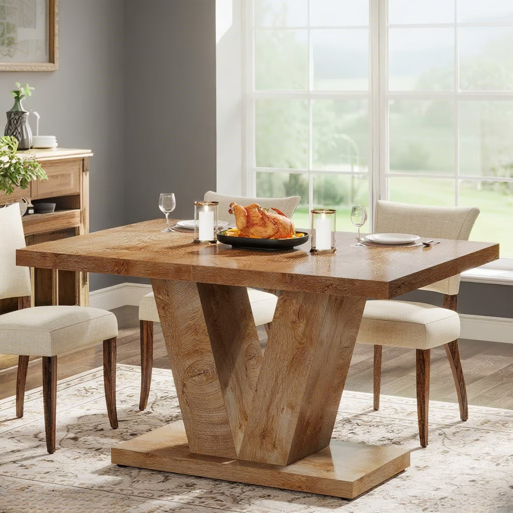 Finmind 47-inch Dining Table for 4 to 6, Farmhouse Wood Kitchen Table for Dining Room, White
