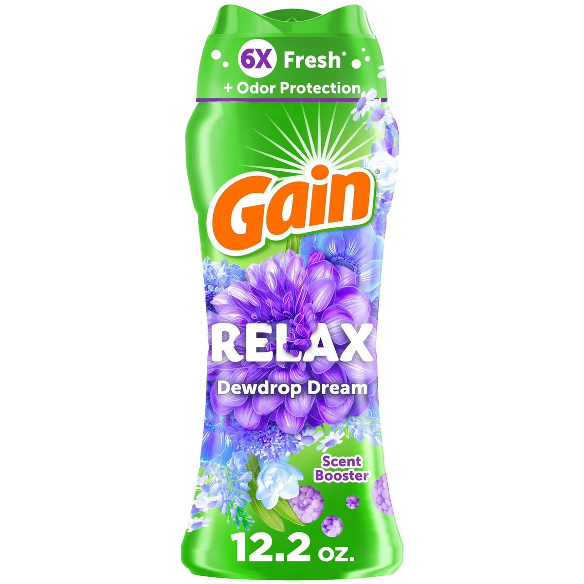 (4 Pack) Gain In-Wash Laundry Scent Booster Beads, Relax, Dewdrop Dream, 12.2 oz