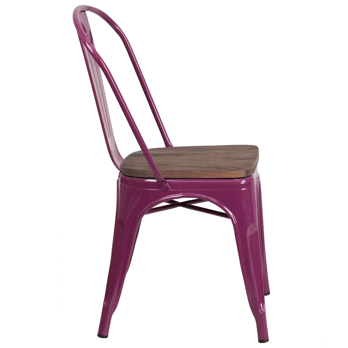 Flash Furniture Copper Metal Stackable Chair with Wood Seat