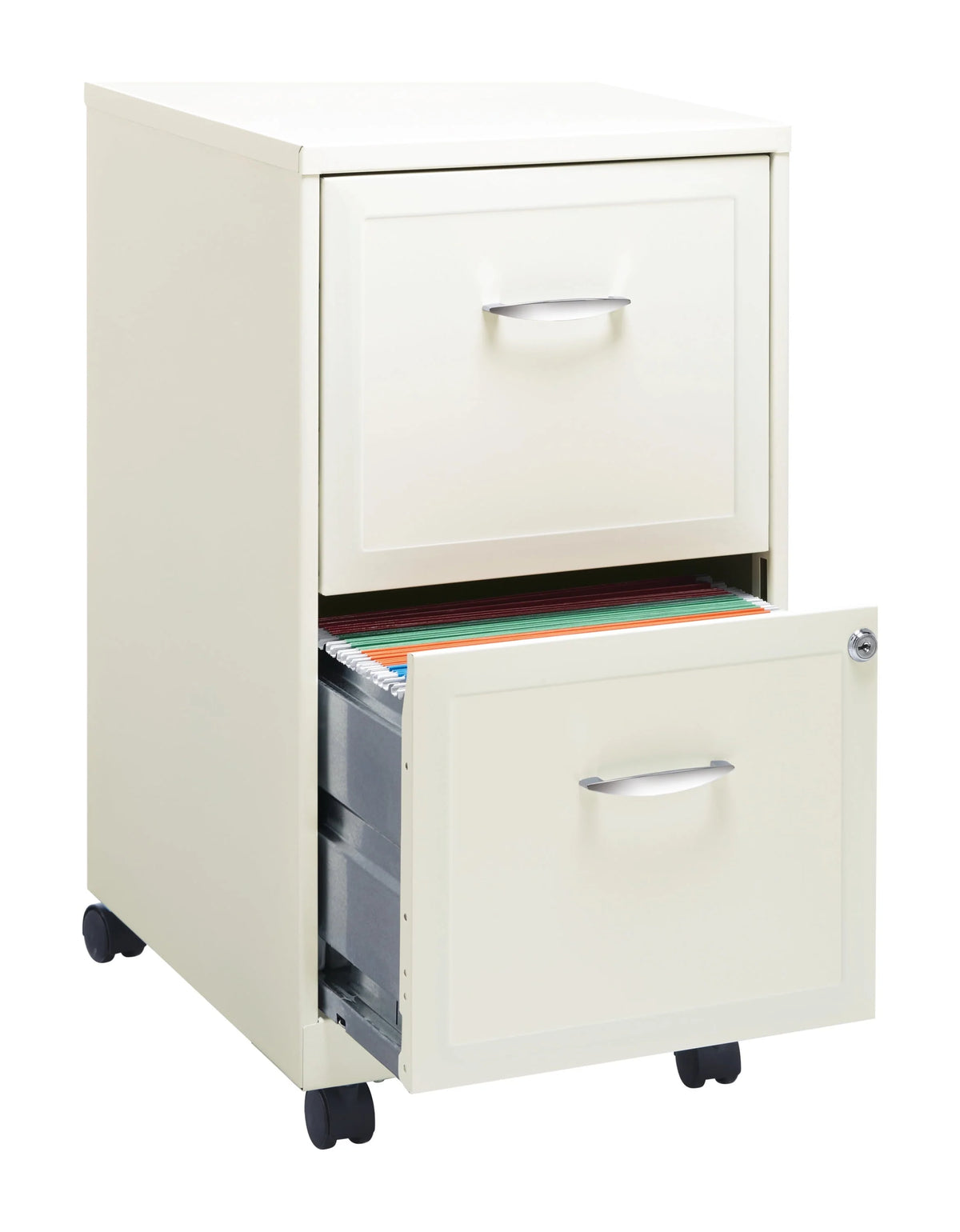 Space Solutions 18" Deep 2 Drawer Mobile Letter Width Vertical File Cabinet, White
