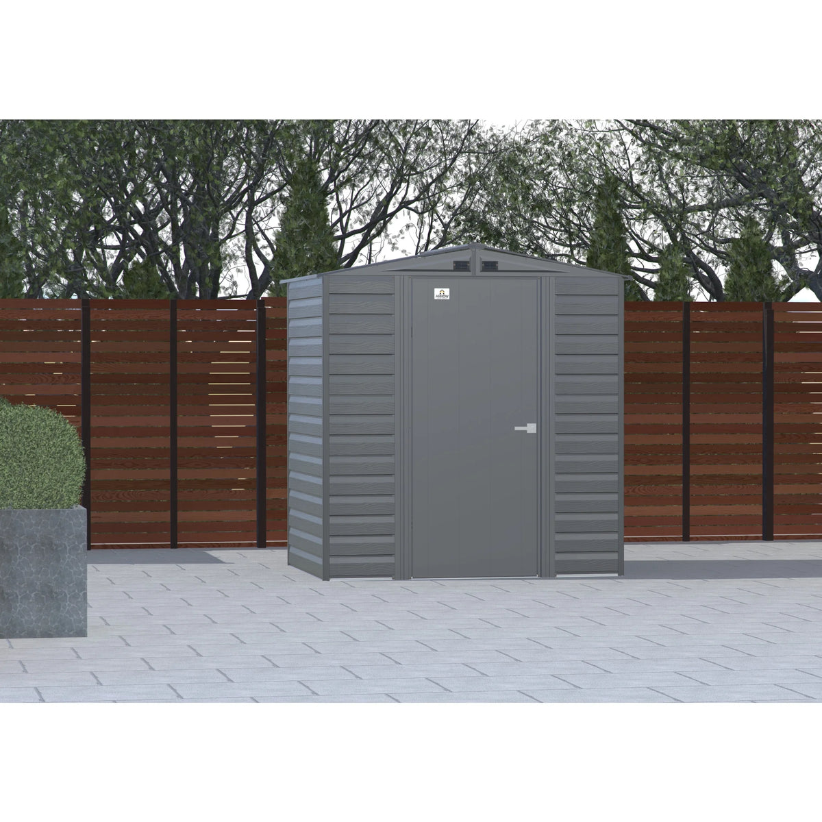 Arrow Select Steel Storage Shed Steel Storage Shed, 6x5, Charcoal