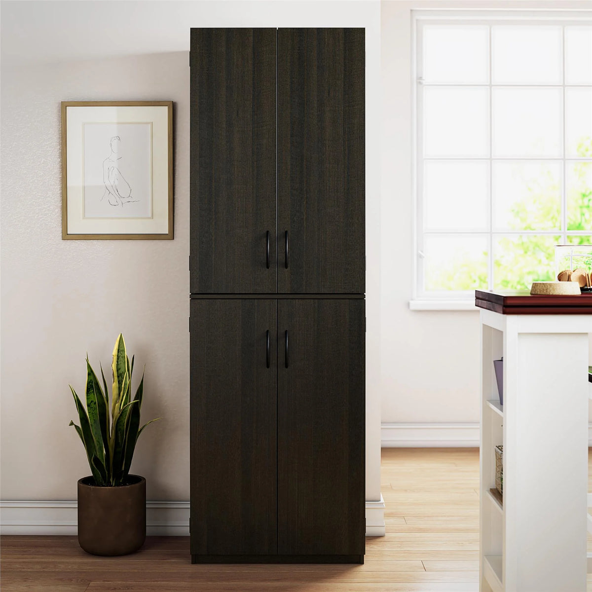 Mainstays 72" 4-Door Storage Cabinet, Espresso