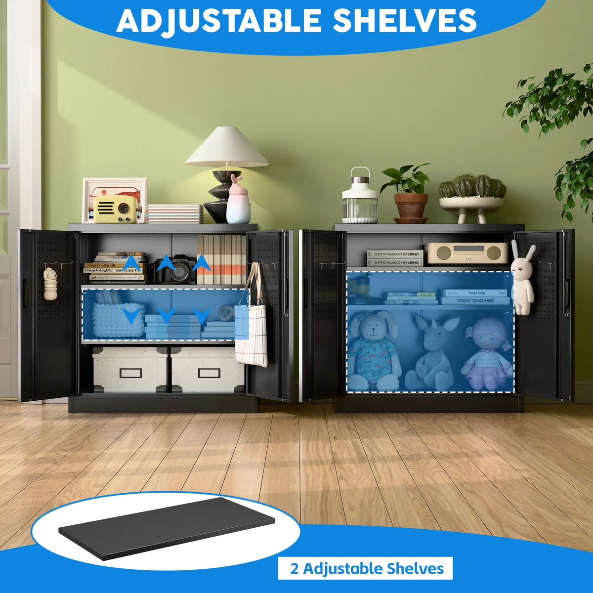 Supeer Locking Storage Cabinet with 5 Adjustable Shelves, Steel, Black, 71" H, Assemble Required