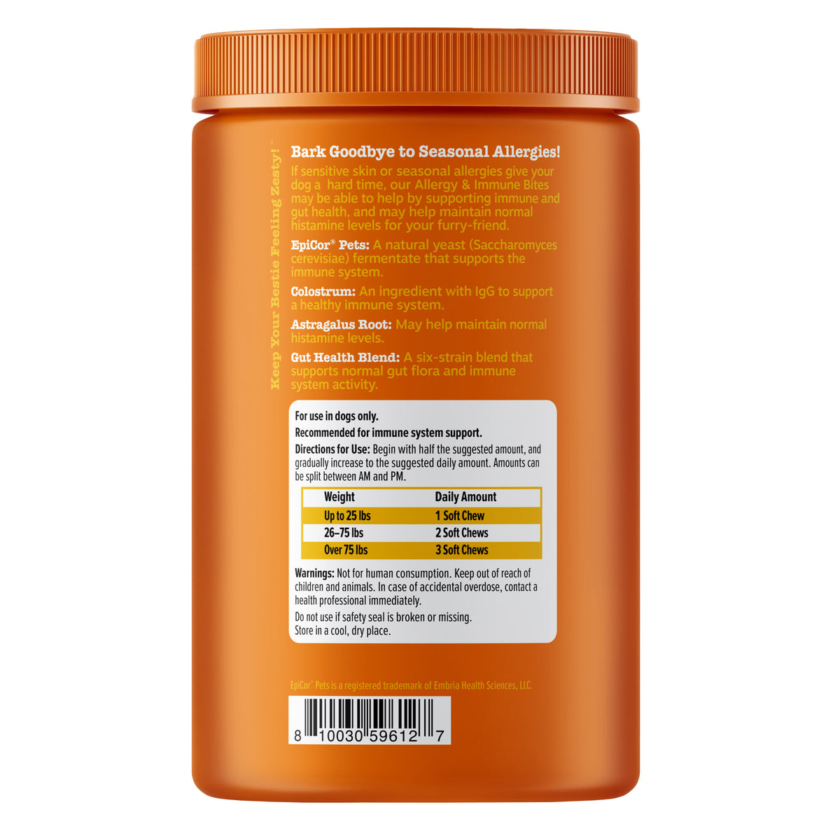 Zesty Paws Allergy & Immune Chews for Dogs, Salmon Flavor, 160-count