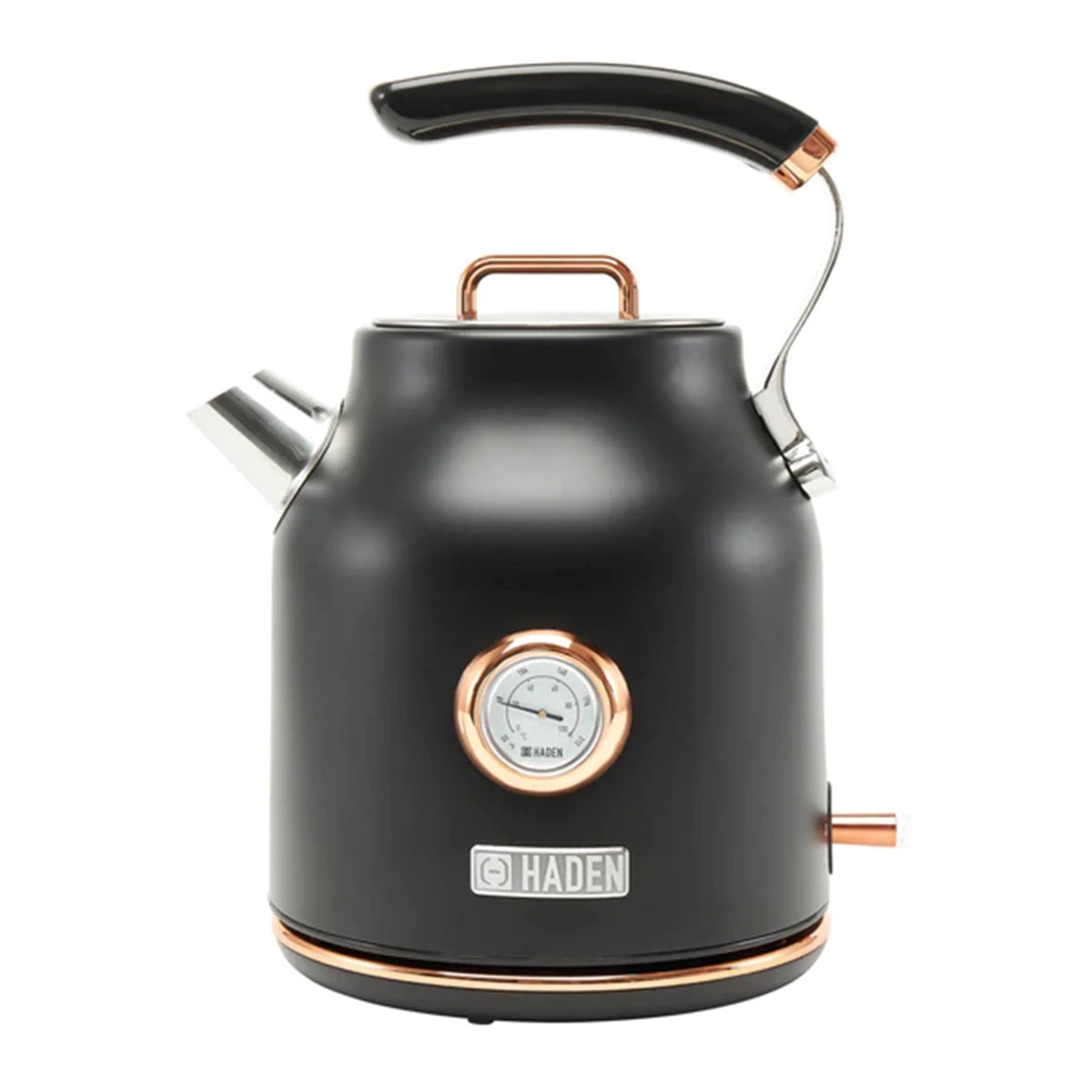 Open Box Haden 1.7 Liter Electric Water Kettle w/ 360-Degree Base, Black/Copper