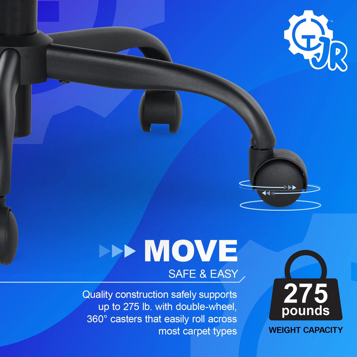 Gamer Gear Jr. Xplorer Gaming and Computer Chair, Kids and Teens Gaming Chair with Padded Arms, Adjustable Height, White and Black