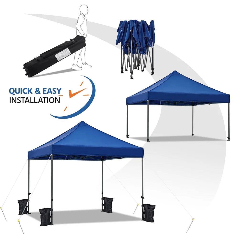 Alden Design Adjustable 10' x 10' Commercial Pop-up Canopy with Wheeled Carry Bag, Blue