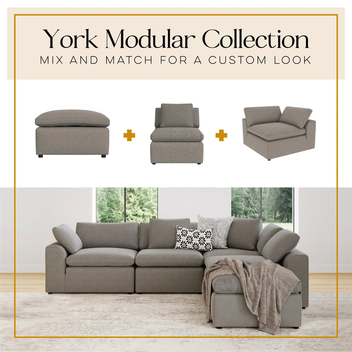 York Modular Corner Chair, Urban Steel Taupe