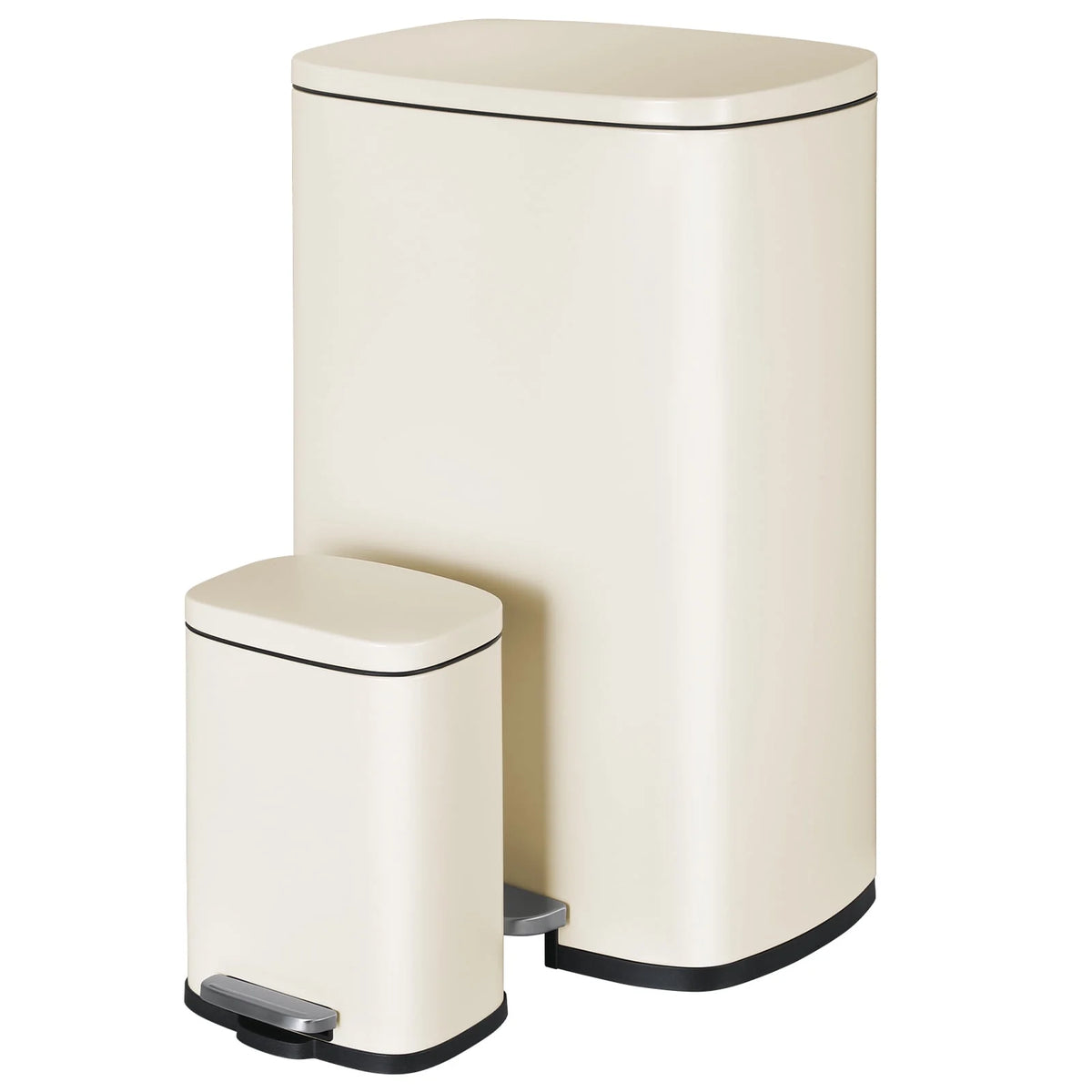 LAZY BUDDY 13.2 Gallon Stainless Steel Kitchen Trash Can with 1.3 Gallon Mini Trash Can, Rectangular Step Garbage Can with Lid