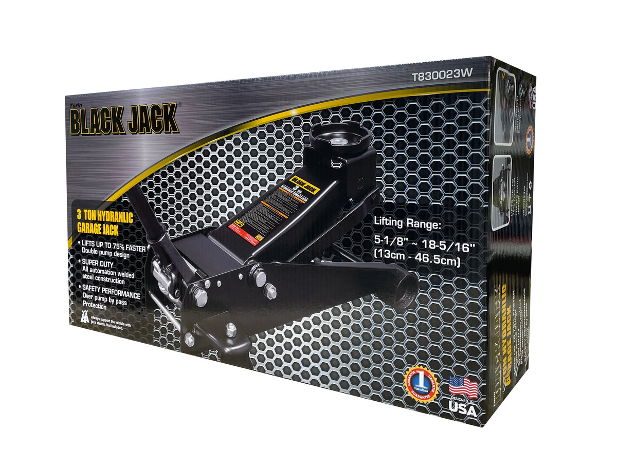 Black Jack T830023W Garage Jack Dual Piston Quick Lift Performance, 3 Ton Black