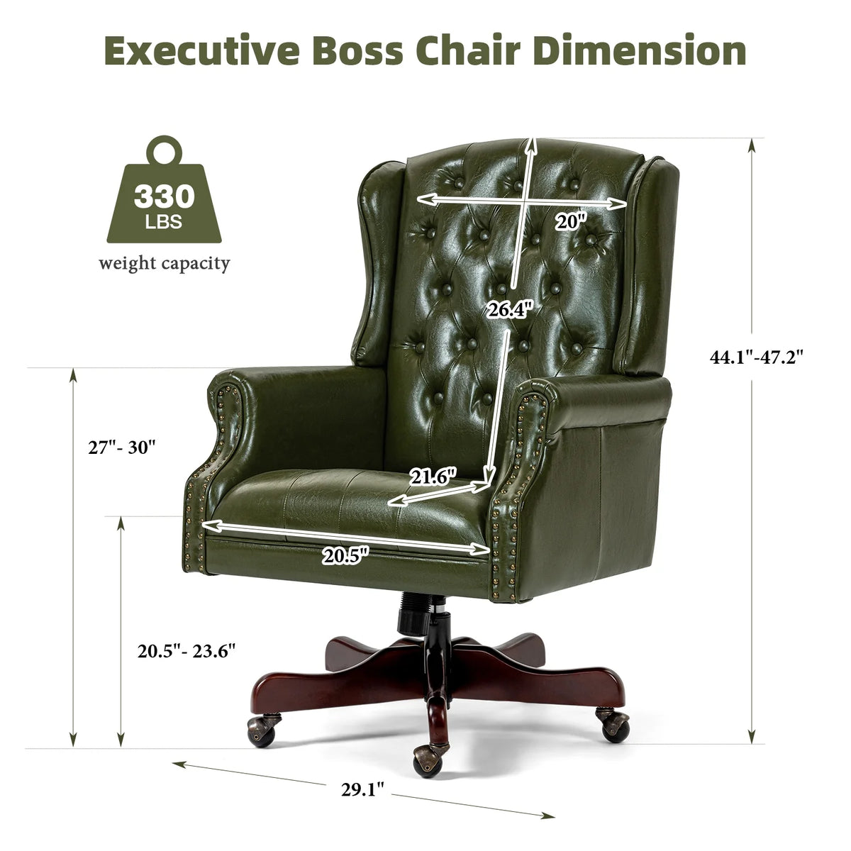 Homhum Classic Boss Office Chair, High Back Faux Leather Swivel Desk Chair, Adult, Brown