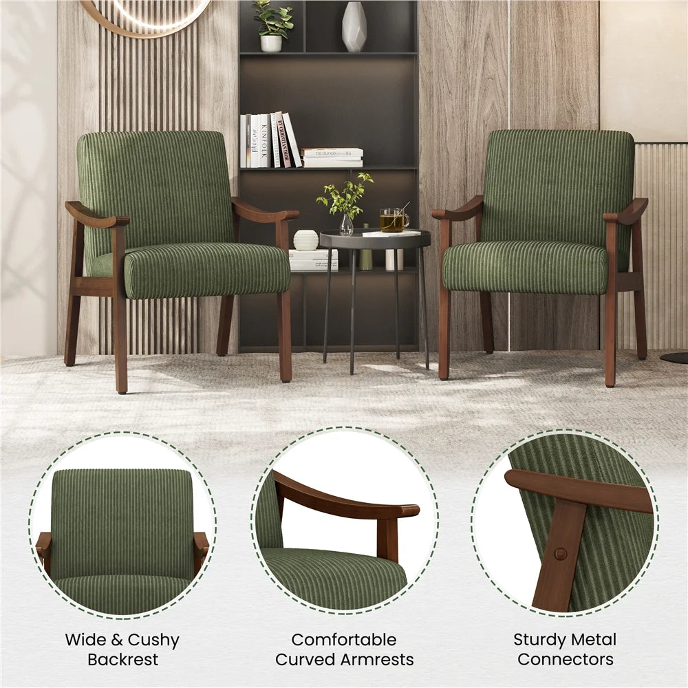Yaheetech Mid-Century Upholstered Faux Leather Armchair with Solid Wood Legs,Brown