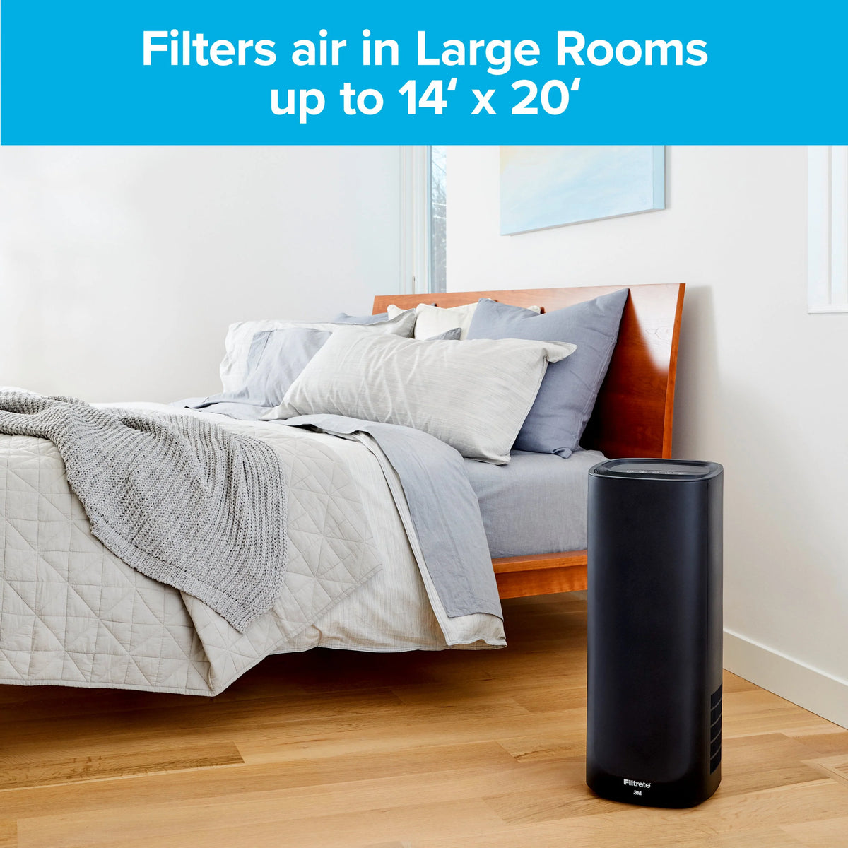 Filtrete by 3M Air Purifier, Large Room Tower, 290 Sq gt Coverage, Black, TRUE HEPA Filter Included
